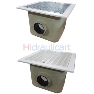 Bottom drain, polyester and fiberglass 330 mm x 330 mm