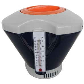FLOATING CHLORINATOR FOR TABLETS WITH THERMOMETER