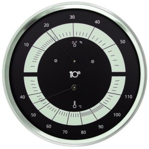 THERMOHYGROMETER in BLACK STAINLESS STEEL